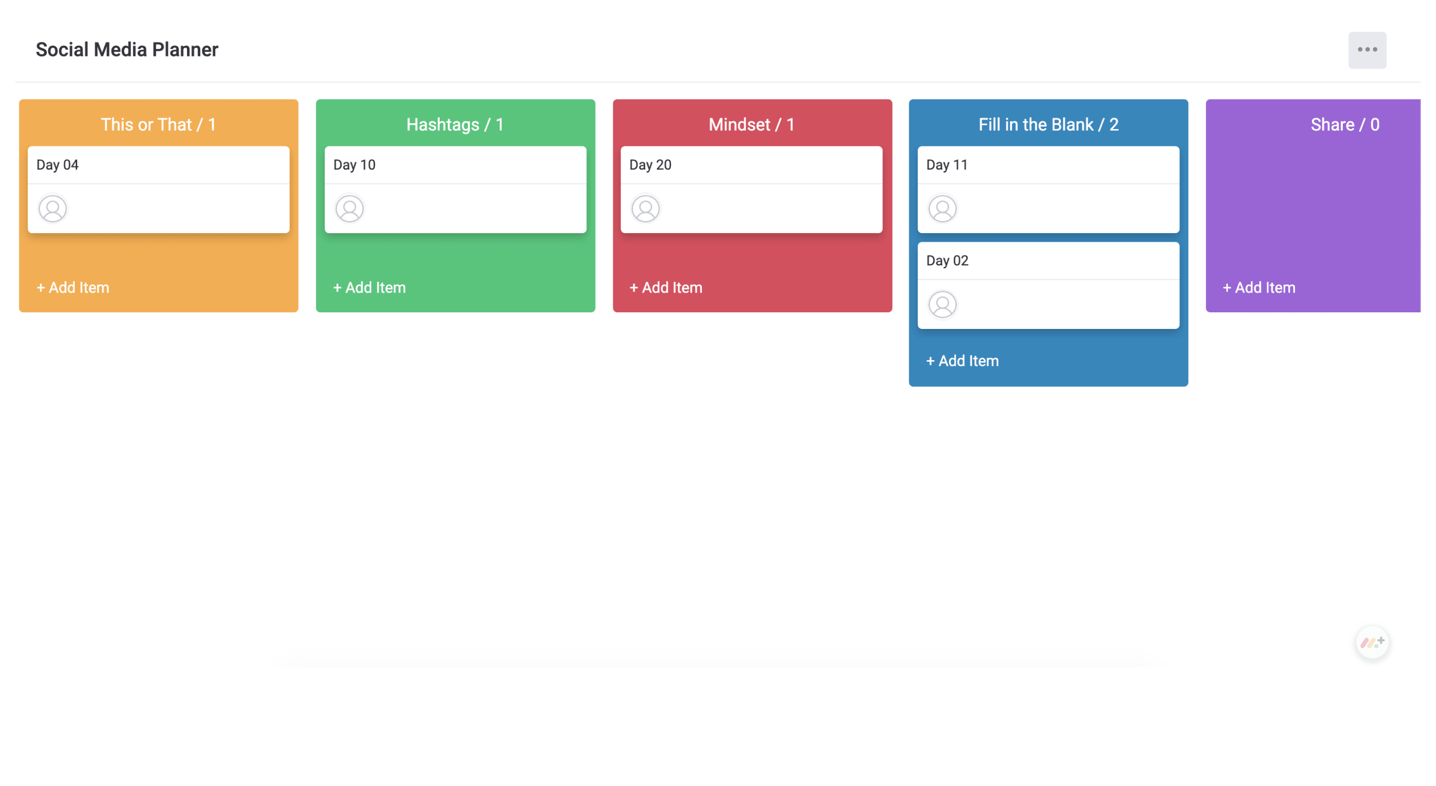 Social media planner template